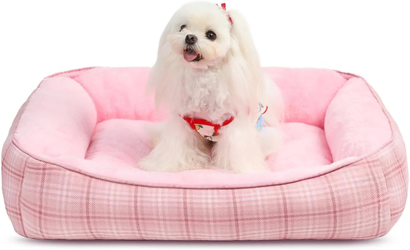Cozy Orthopedic Dog Bed for Small & Medium Pets - Durable, Washable Cuddler with Anti-Slip Bottom (Pink)