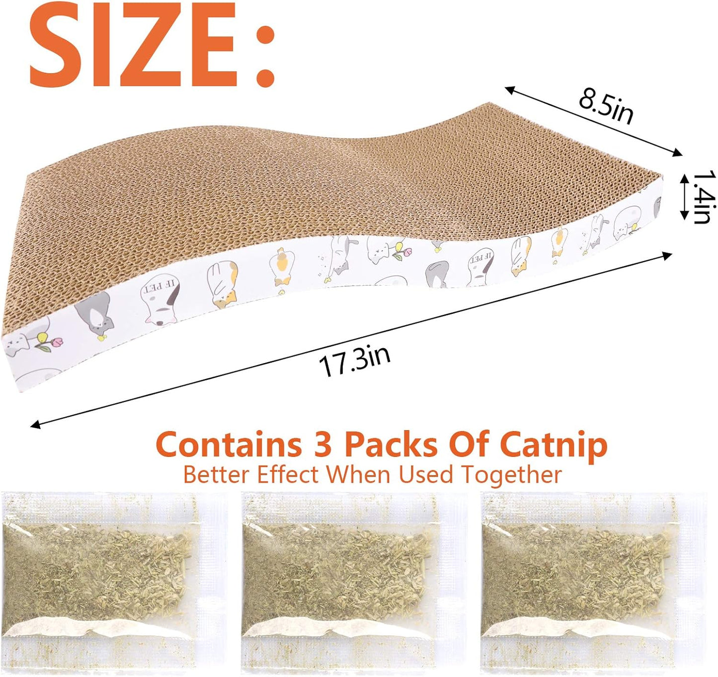 3-Pack Eco-Friendly Cat Scratching Pads - Durable Corrugated Loungers & Furniture Protectors