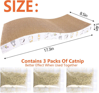 3-Pack Eco-Friendly Cat Scratching Pads - Durable Corrugated Loungers & Furniture Protectors