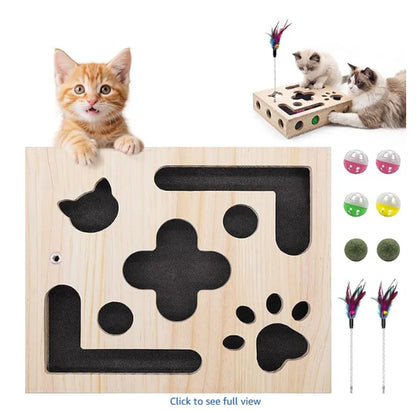 Ultimate Cat Toys Bundle for Indoor Cats - 2026 Upgraded Interactive Puzzle Feeder with Nail Care, Wand Toys, Catnip Ball & Bell Balls