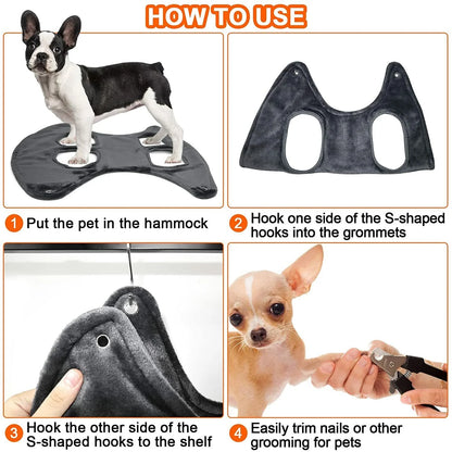 Portable Pet Grooming Hammock Harness for Dogs and Cats - Breathable Grooming Aid