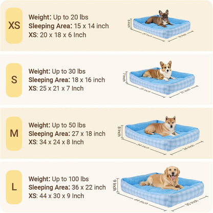 Orthopedic Dog Bed for Small & Medium Pets - Cozy Couch Cuddler with Anti-Slip Bottom, Machine Washable (Blue)