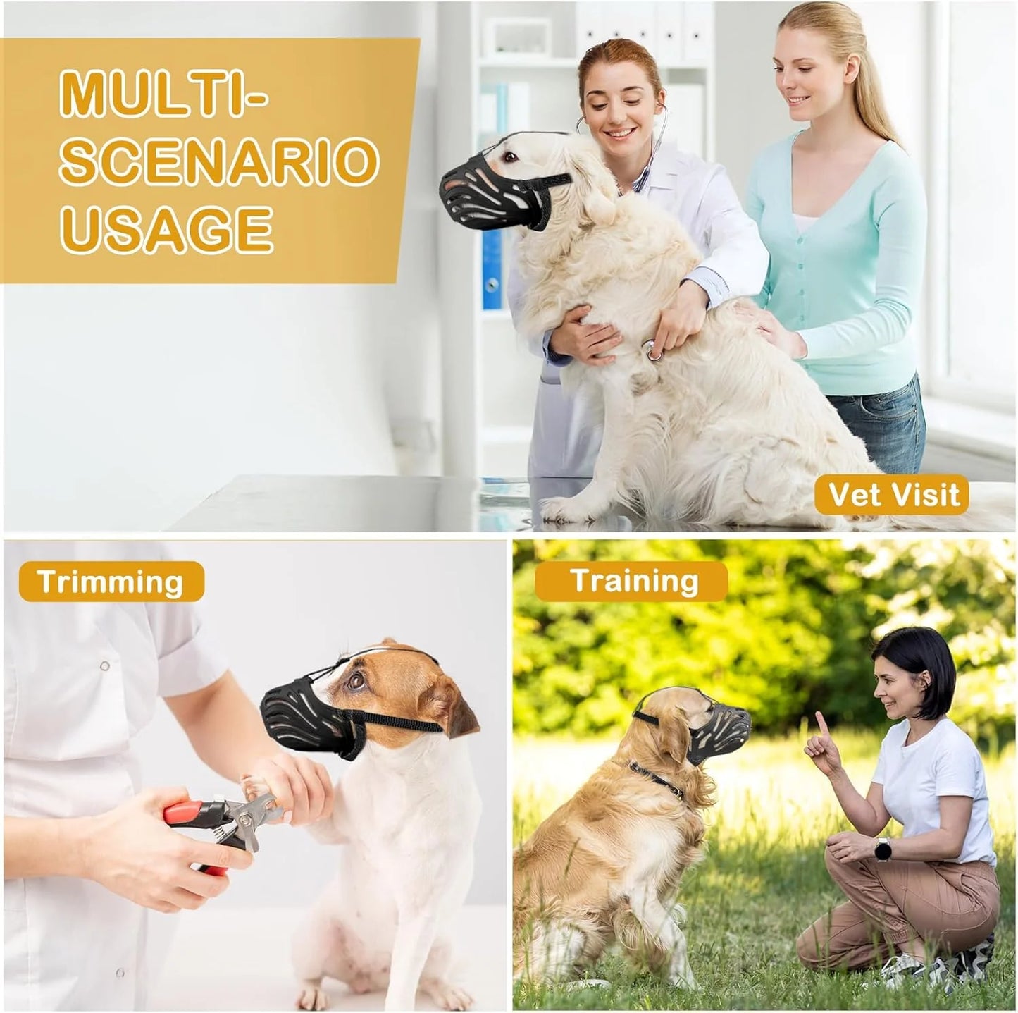 Soft & Breathable Adjustable Dog Muzzle - Prevent Chewing & Biting for Grooming, Training, and Safety