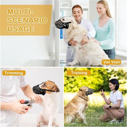 Soft & Breathable Adjustable Dog Muzzle - Prevent Chewing & Biting for Grooming, Training, and Safety