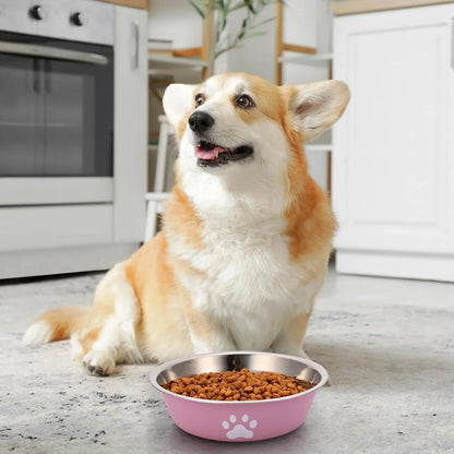 Premium Stainless Steel Dog Bowls with Non-Slip Silicone Base - Ideal Feeding Solution for Dogs and Cats!