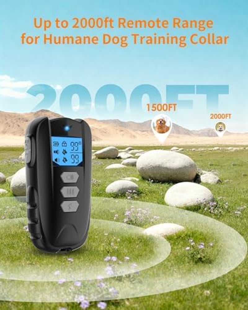 Ultimate Dog Training Collar with Remote – Waterproof Shock Collar for Dogs 10-120 lbs, 2000FT Range, Rechargeable with Beep, Vibration, Shock & Flashlight Modes