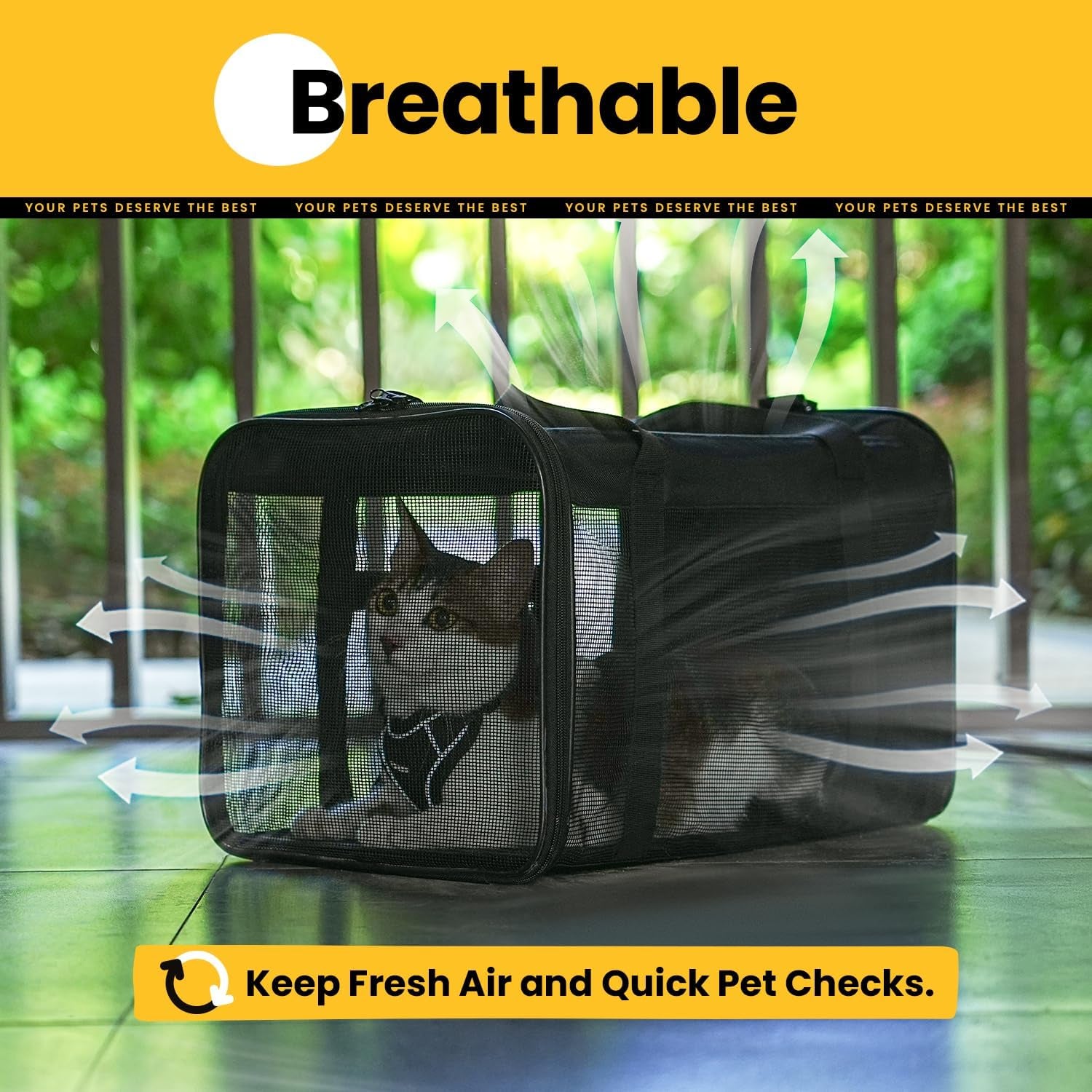Premium Soft-Sided Cat Carrier Bag - Airline Approved Pet Travel Carrier for Small & Medium Cats and Puppies up to 15lbs - Collapsible Design with 4-Sided Mesh for Ultimate Comfort
