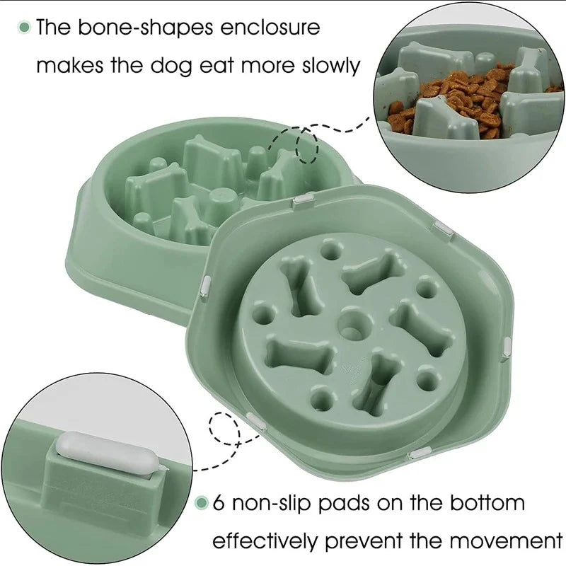 Slow Feeder Dog Bowl - Anti-Choking, Non-Slip Puzzle Dish for Small Dogs - Promote Healthy Eating Habits
