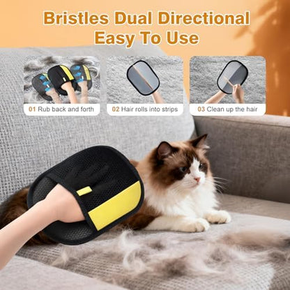 Reusable Electrostatic Pet Hair Removal Gloves for Cats and Dogs - 2 Pack, Ideal for Sofas, Bedding, Clothing, and Car Interiors