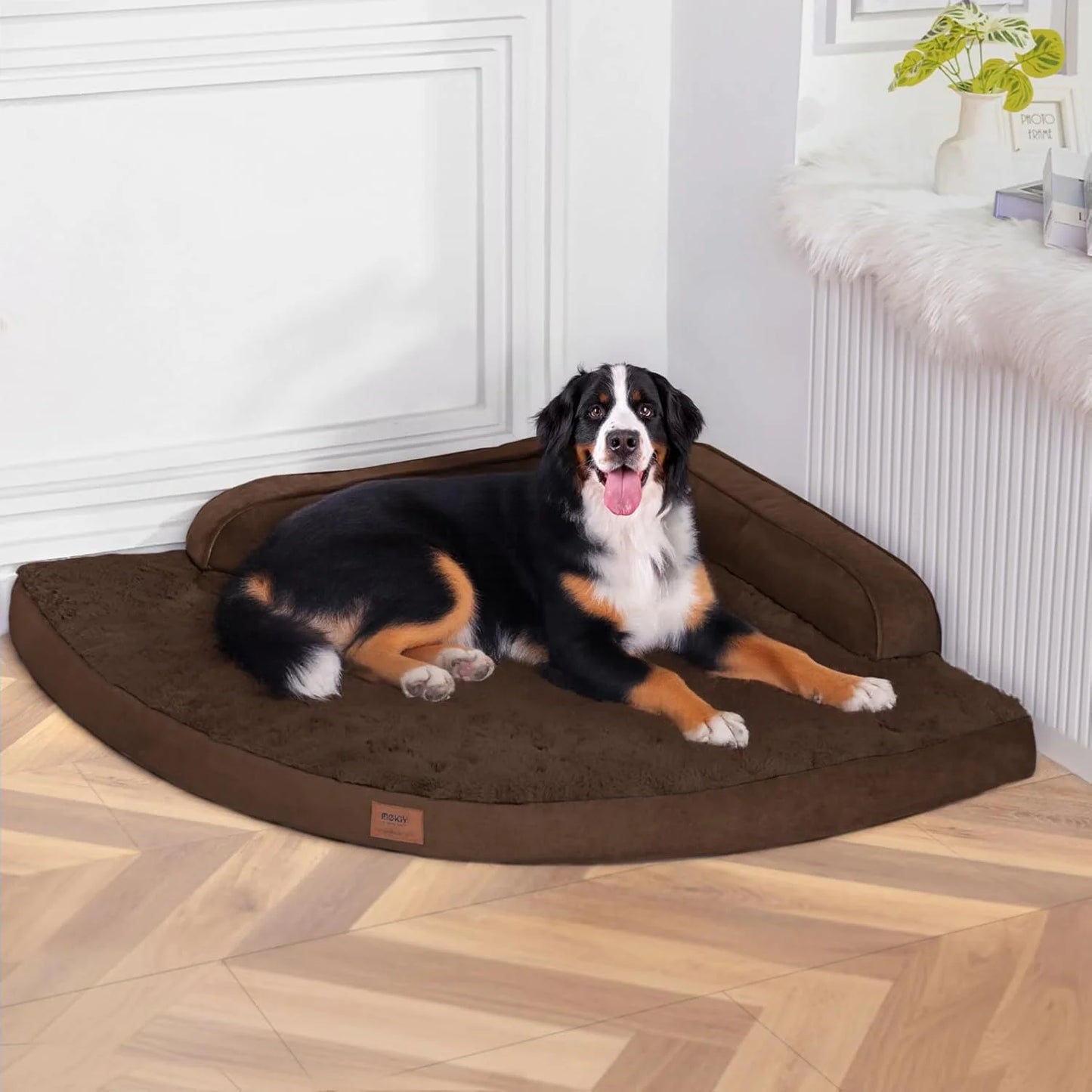 Luxurious Large Orthopedic Dog Bed - Egg-Crate Memory Foam with Waterproof Cover & Non-Slip Base (Brown)