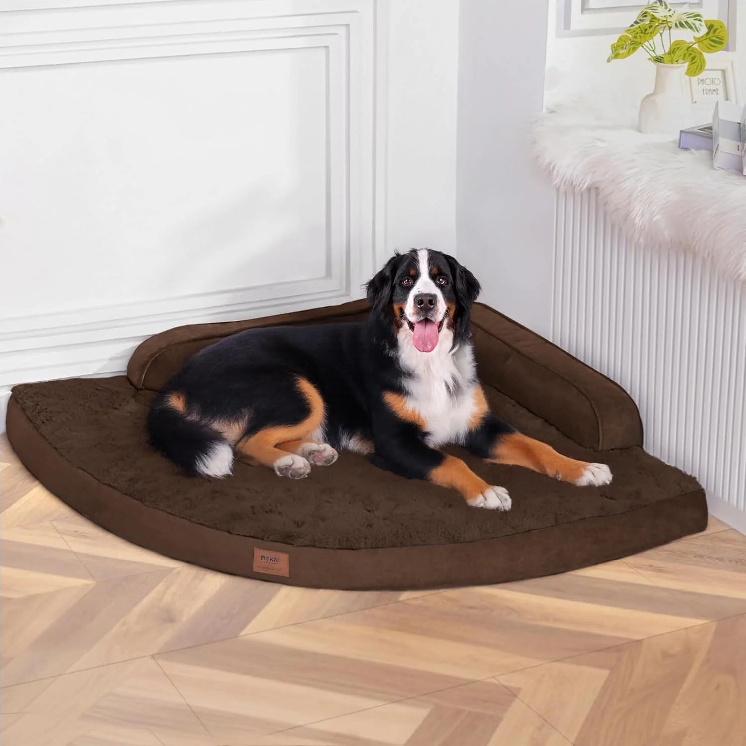 Luxurious Large Orthopedic Dog Bed - Egg-Crate Memory Foam with Waterproof Cover & Non-Slip Base (Brown)