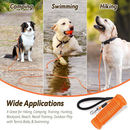 Heavy Duty Check Cord Dog Leash - Comfortable Handle Long Lead for Training & Tracking, Available in 10Ft, 15Ft, 30Ft, 50Ft for All Dog Sizes