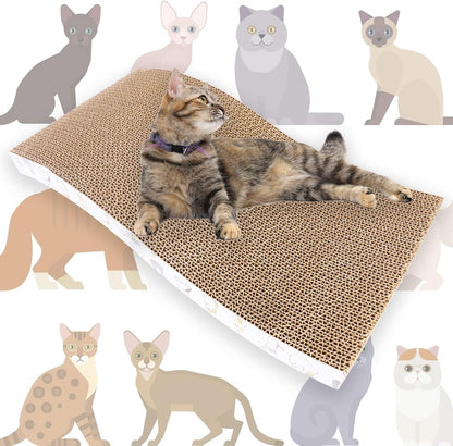 3-Pack Eco-Friendly Cat Scratching Pads - Durable Corrugated Loungers & Furniture Protectors