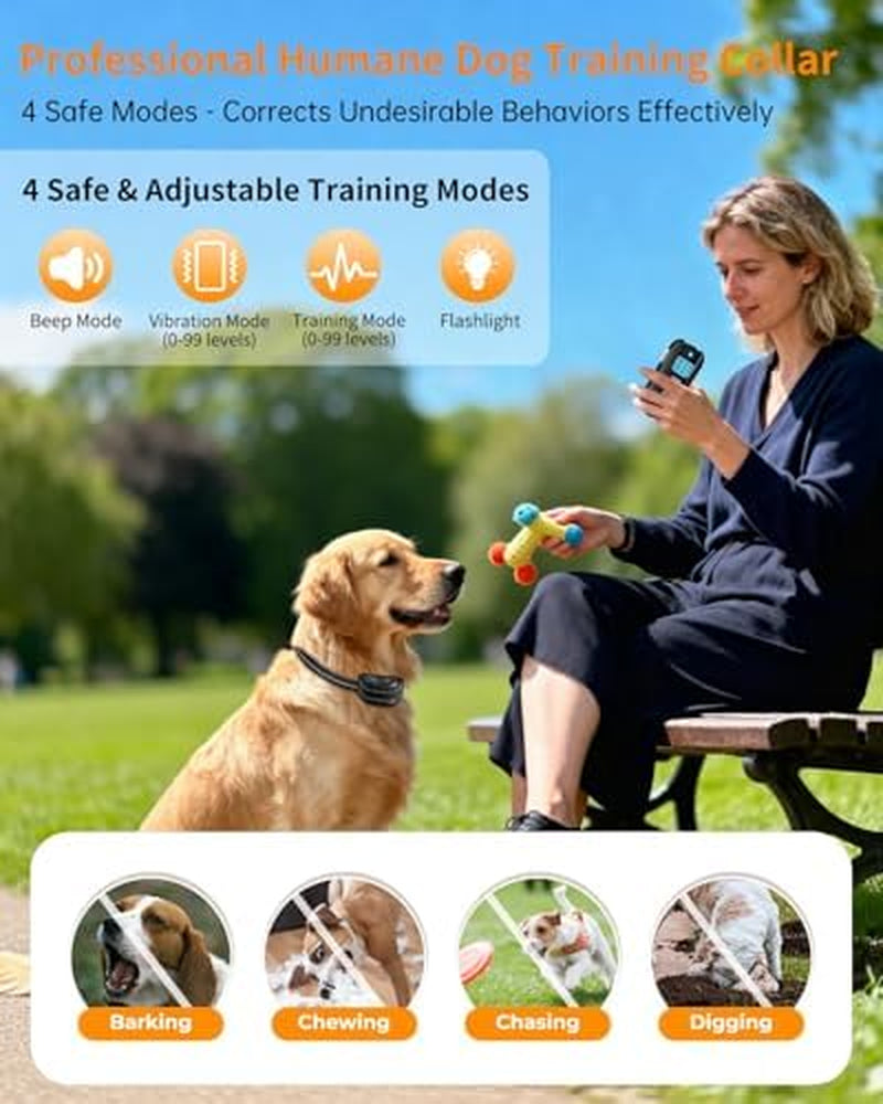 Ultimate Dog Training Collar with Remote – Waterproof Shock Collar for Dogs 10-120 lbs, 2000FT Range, Rechargeable with Beep, Vibration, Shock & Flashlight Modes