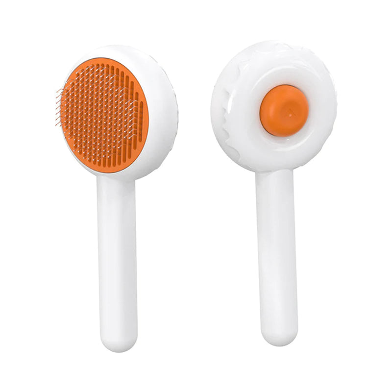 Pumpkin Cat Grooming Brush - Effortlessly Remove Loose Fur & Tangles with Self-Cleaning Design