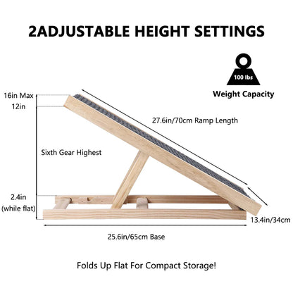 Adjustable Portable Pet Ramp for Small Dogs and Cats - Folding Design for Couch, Bed, and Car Use