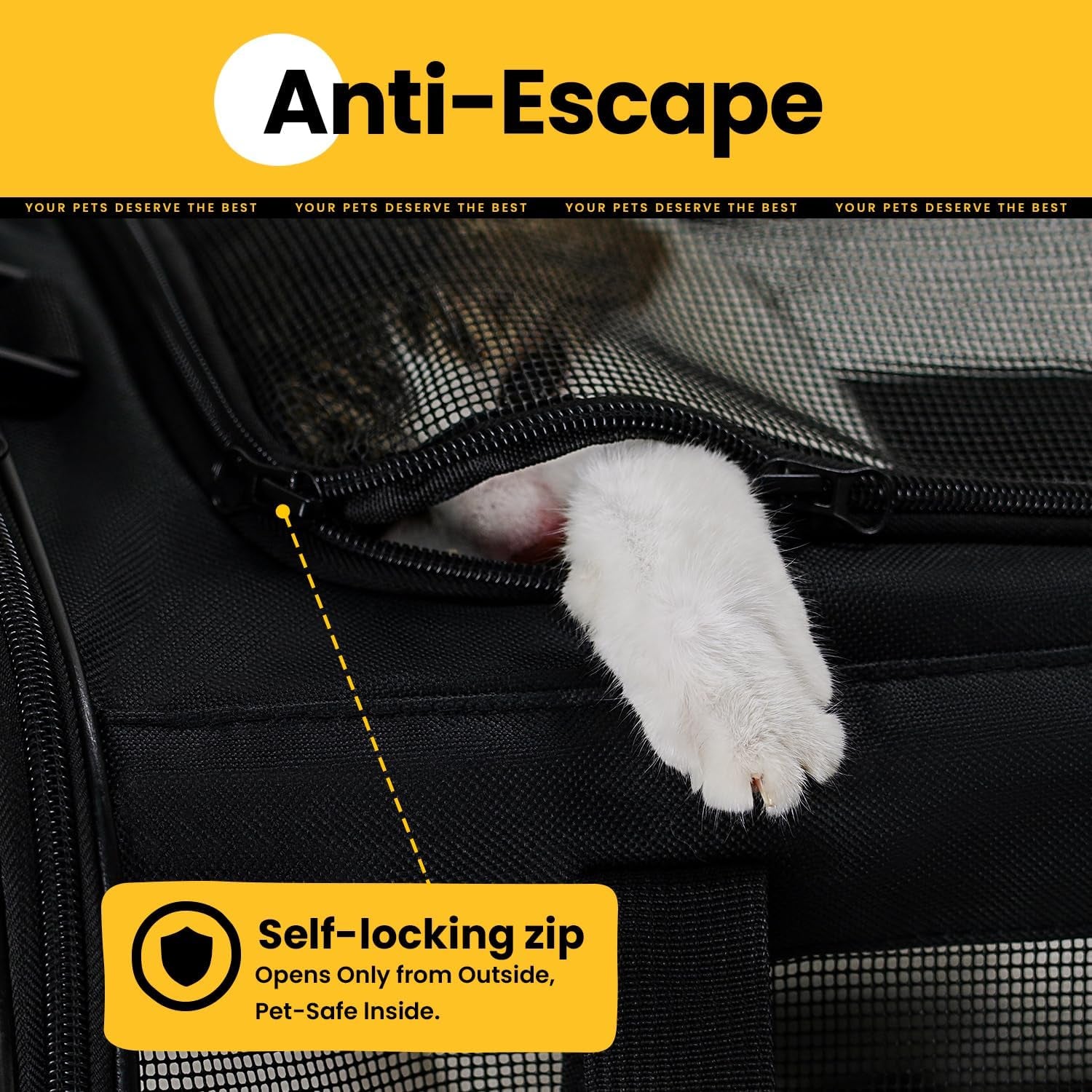 Premium Soft-Sided Cat Carrier Bag - Airline Approved Pet Travel Carrier for Small & Medium Cats and Puppies up to 15lbs - Collapsible Design with 4-Sided Mesh for Ultimate Comfort