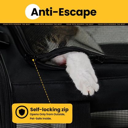 Premium Soft-Sided Cat Carrier Bag - Airline Approved Pet Travel Carrier for Small & Medium Cats and Puppies up to 15lbs - Collapsible Design with 4-Sided Mesh for Ultimate Comfort