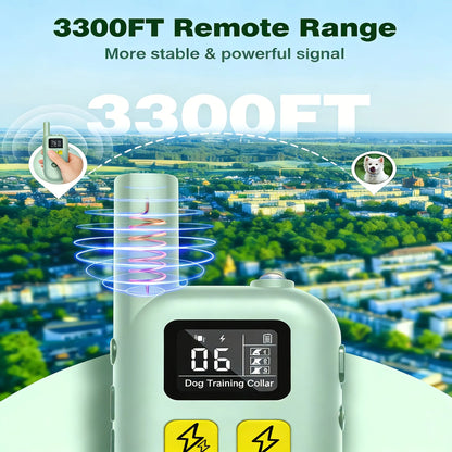 Dual Dog Training Shock Collar with 3300Ft Remote, 3 Training Modes: Beep, Shock, Rechargeable, Adjustable for Medium to Large Dogs (20-150 lbs)
