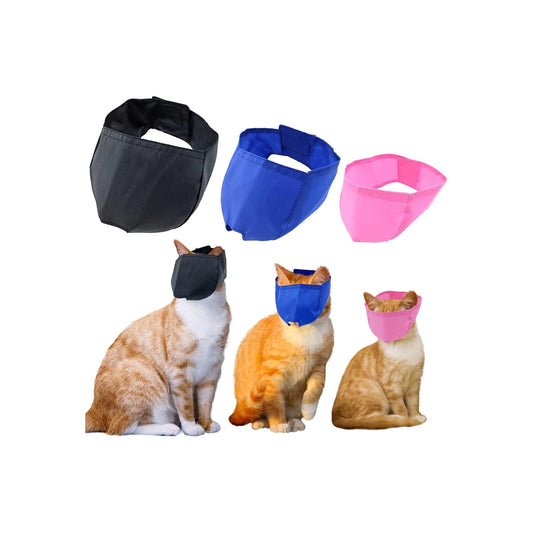 3-Pack Breathable Cat Muzzles - Anti-Bite & Anti-Meow Grooming Restraint Bags for Safe Nail Trimming