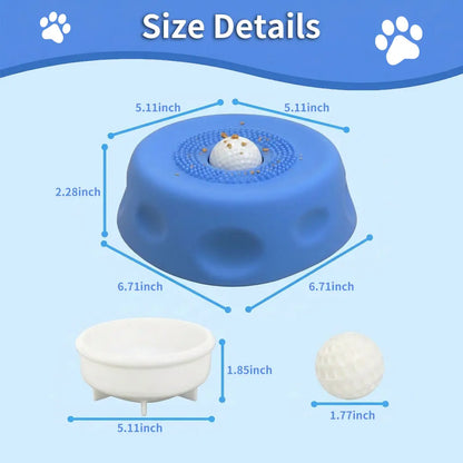 3-in-1 Calming Dog Lick Mat and Slow Feeder Bowl | Interactive Puzzle Toy with Rolling Ball