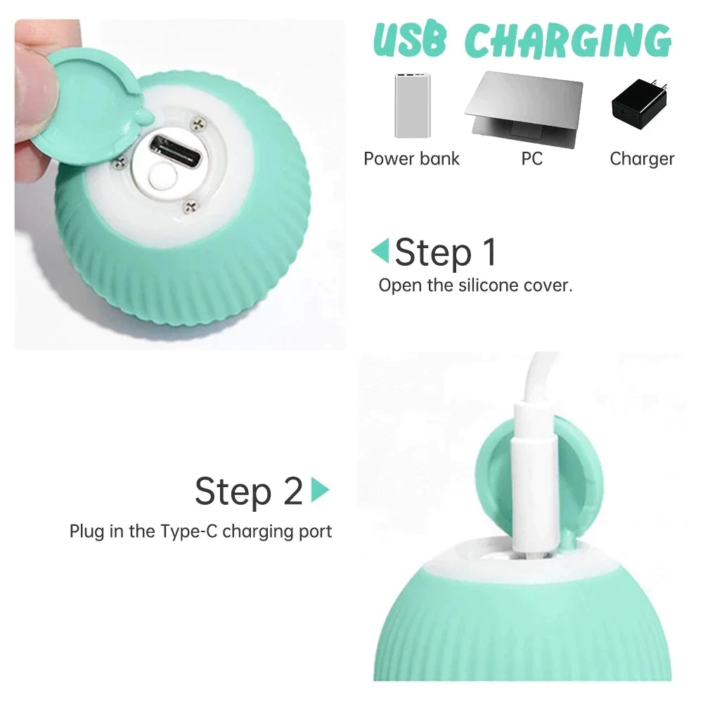 Smart Electric Rolling Ball Toy for Small Dogs and Cats - Interactive Self-Moving Pet Accessory