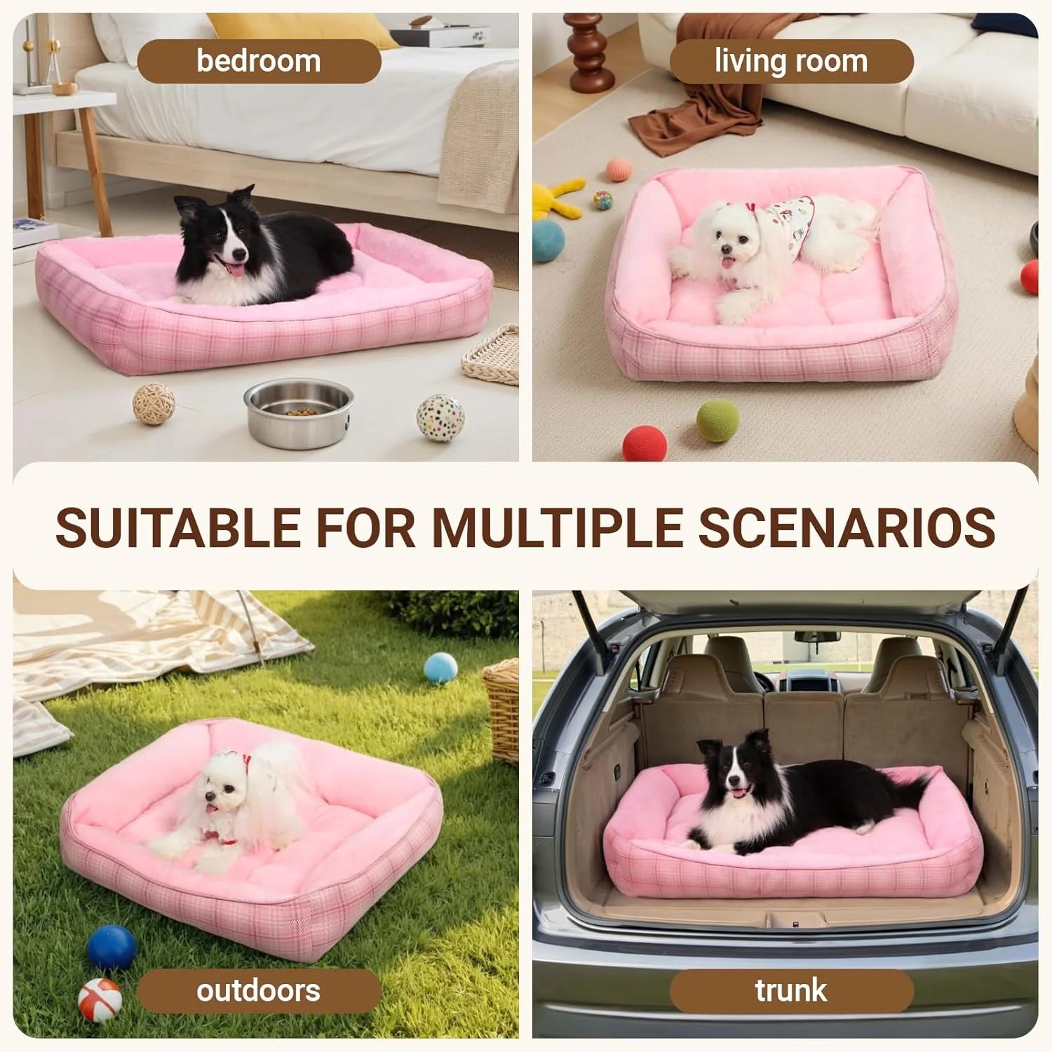 Cozy Orthopedic Dog Bed for Small & Medium Pets - Durable, Washable Cuddler with Anti-Slip Bottom (Pink)