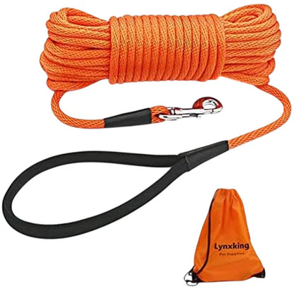Heavy Duty Check Cord Dog Leash - Comfortable Handle Long Lead for Training & Tracking, Available in 10Ft, 15Ft, 30Ft, 50Ft for All Dog Sizes