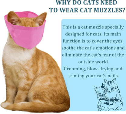 3-Pack Breathable Cat Muzzles - Anti-Bite & Anti-Meow Grooming Restraint Bags for Safe Nail Trimming
