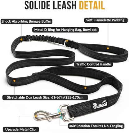 Heavy Duty No Pull Dog Harness & Leash Set - Reflective Tactical Design with Soft Padding & Front Clip for Easy Walking & Training - Perfect for Medium to Large Dogs (Black, Size L)