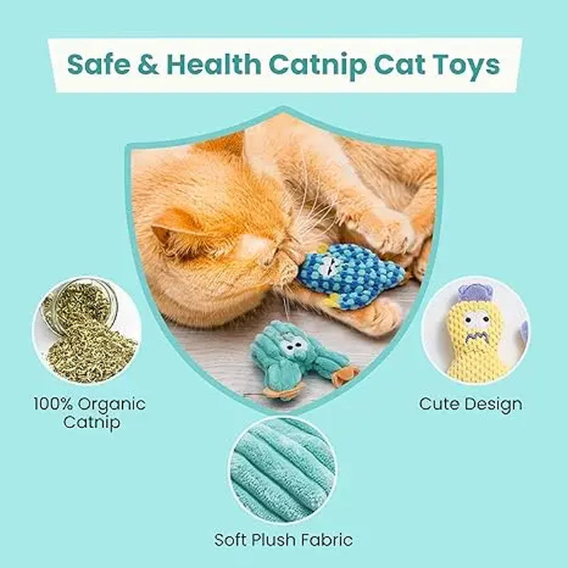 Pawsible Premium 5-Pack Colorful Cactus Cat Toy Set with 100% Natural Herb Filling for Enhanced Stimulation and Soft Teething, Ideal for Kittens