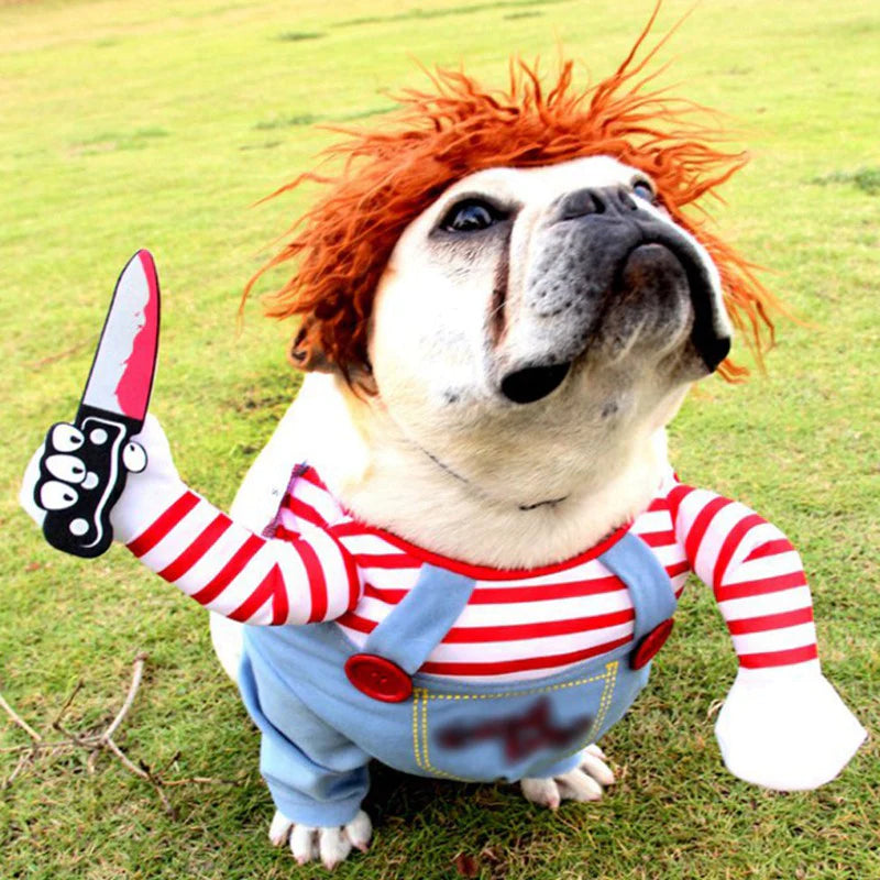 Humorous Dog Costumes for Halloween - Comical Outfits Featuring Knife Set for Pets - Ideal for Festivals and Parties
