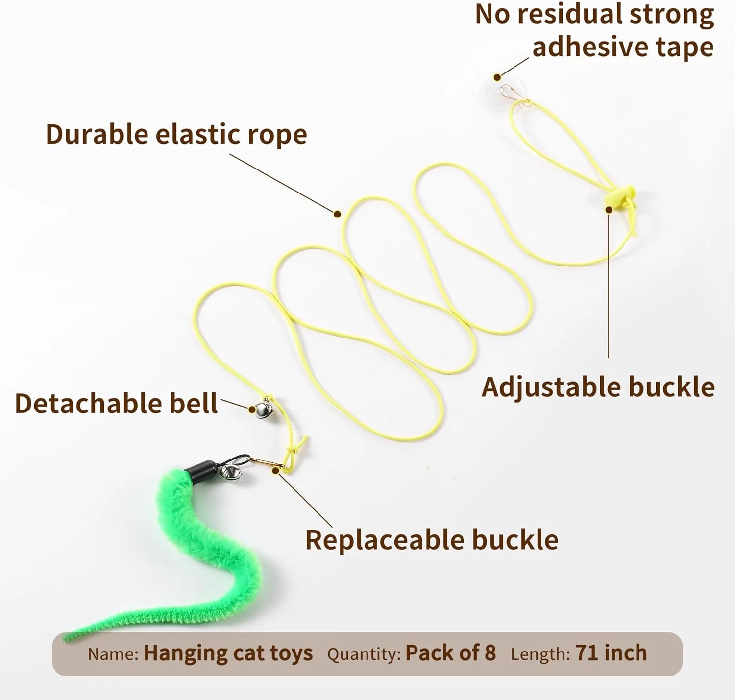 Ultimate Interactive Cat Toy Set: 1 Wand, 8 Teaser Refills & 3 Hanging Toys for Endless Fun & Exercise for Cats and Kittens!