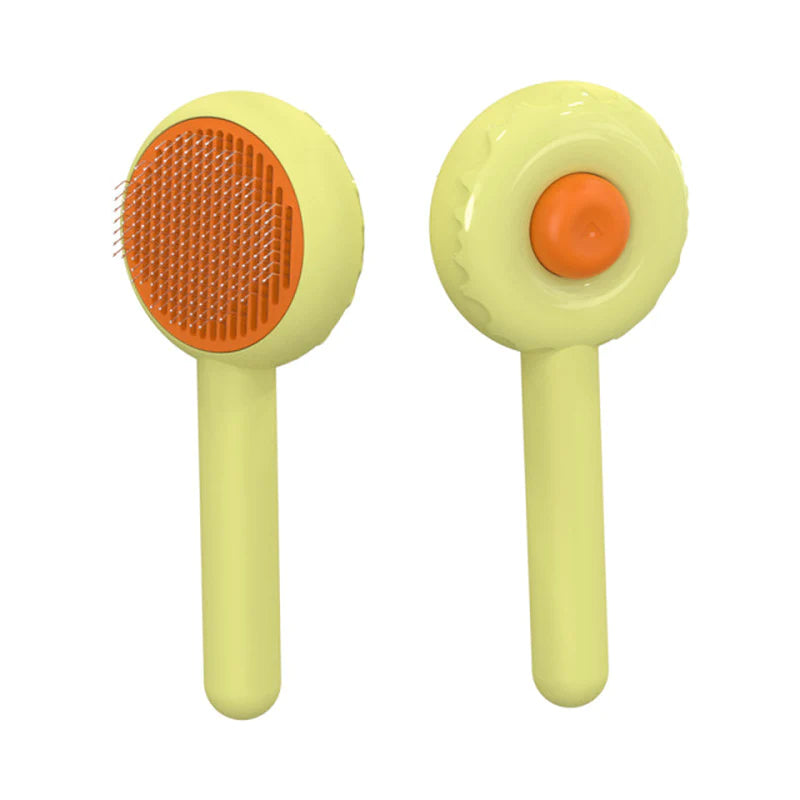 Pumpkin Cat Grooming Brush - Effortlessly Remove Loose Fur & Tangles with Self-Cleaning Design