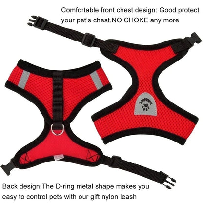Adjustable Cat and Dog Harness Vest with Leash - Comfortable Mesh Walking Gear for Small to Medium Pets