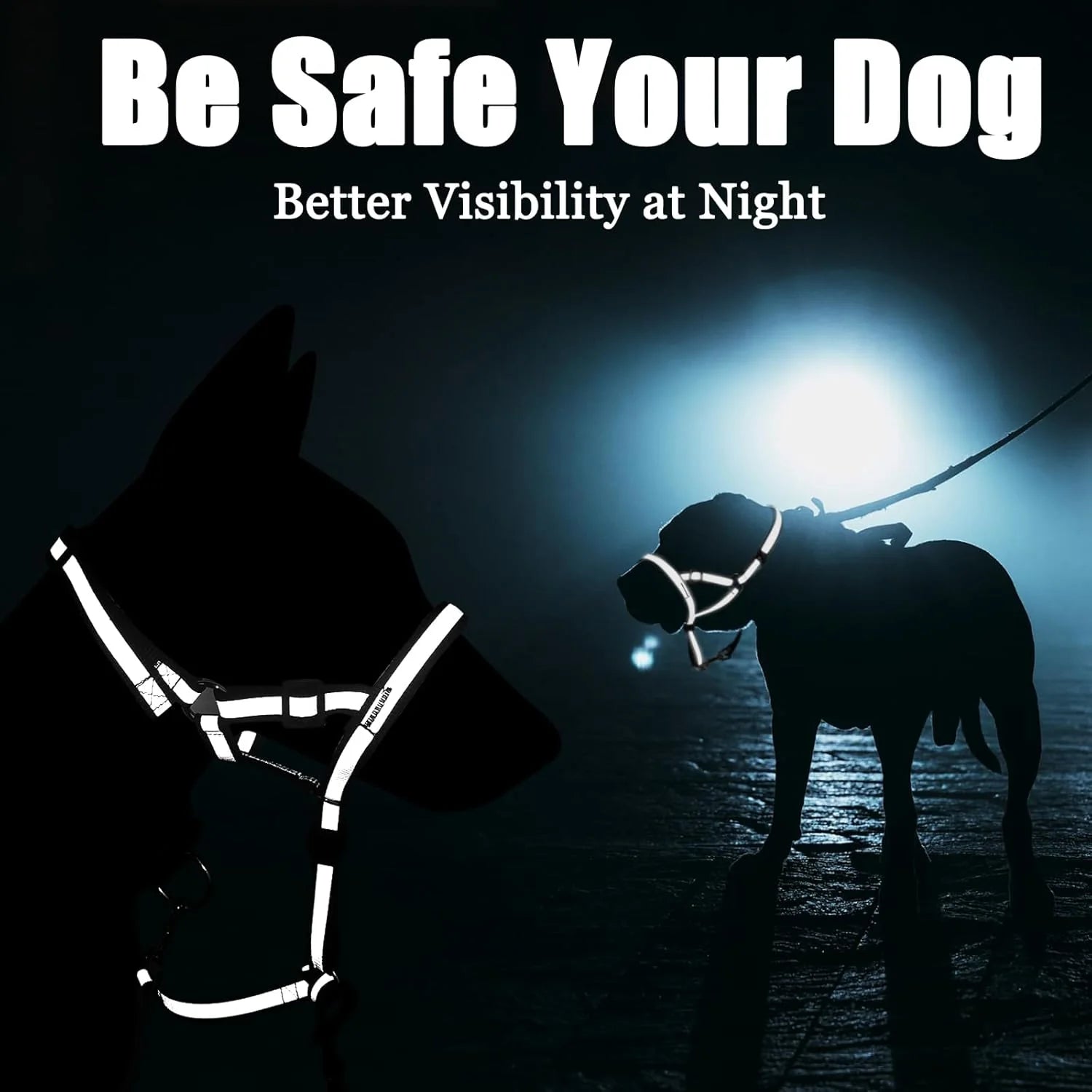Ultimate No-Pull Reflective Head Collar for Large Dogs - Adjustable Soft Halter & Muzzle Leash for Easy Control on Walks