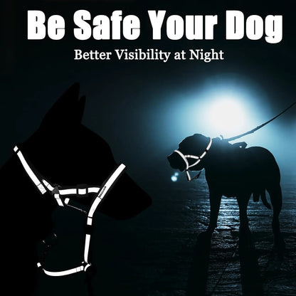 Ultimate No-Pull Reflective Head Collar for Large Dogs - Adjustable Soft Halter & Muzzle Leash for Easy Control on Walks