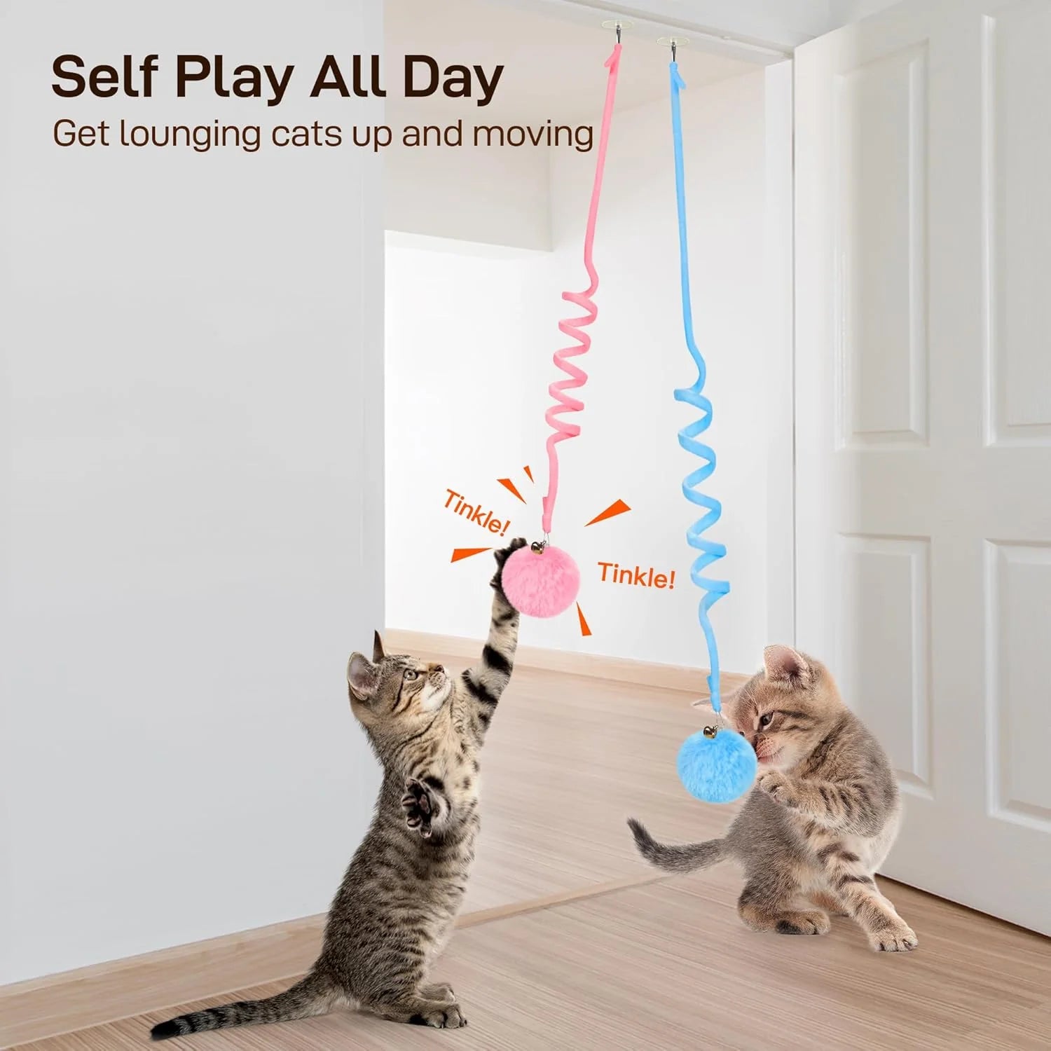 Interactive Hanging Catnip Ball Toys with Bell - 3 Pcs for Fun & Exercise!