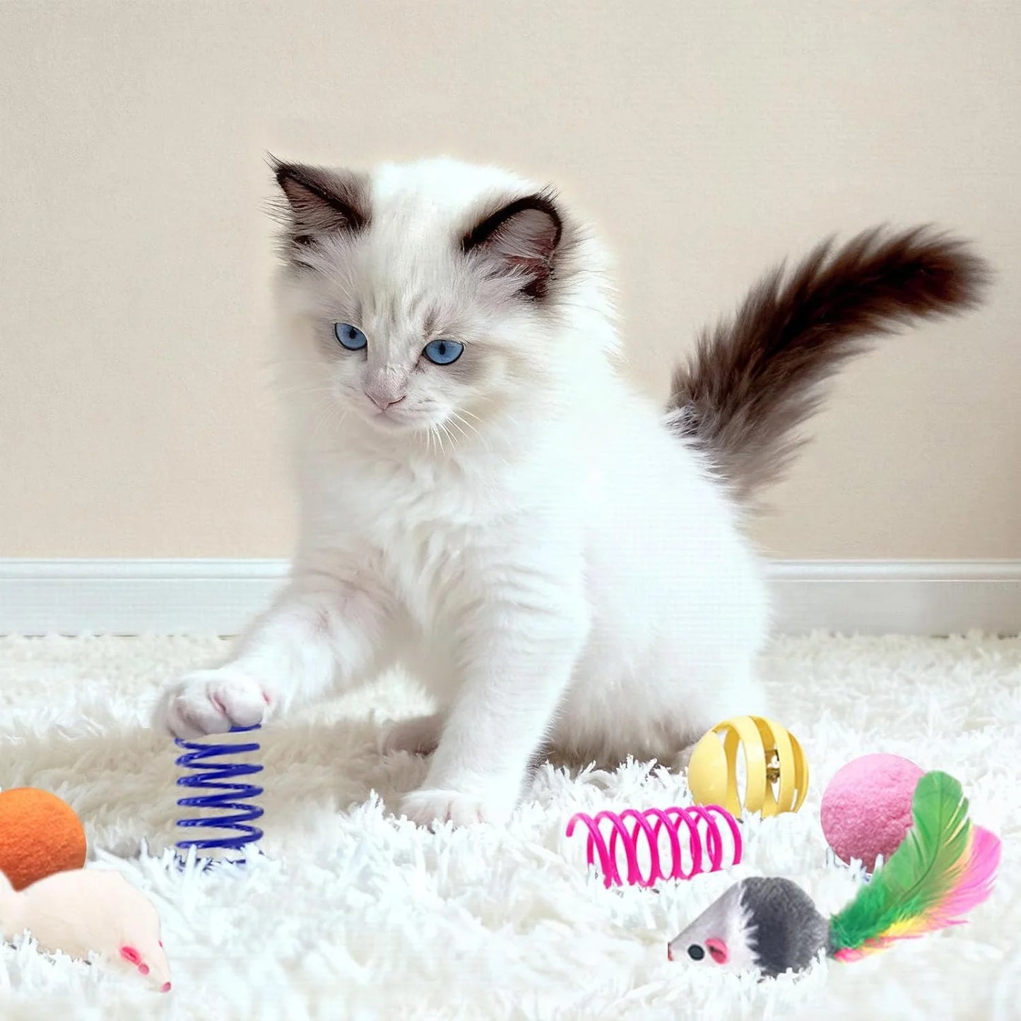 Ultimate 35-Pack Interactive Cat Toy Set for Indoor Cats - Colorful Springs, Crinkle Mice, Sisal Balls, Pompoms & Bell Balls for Endless Fun!