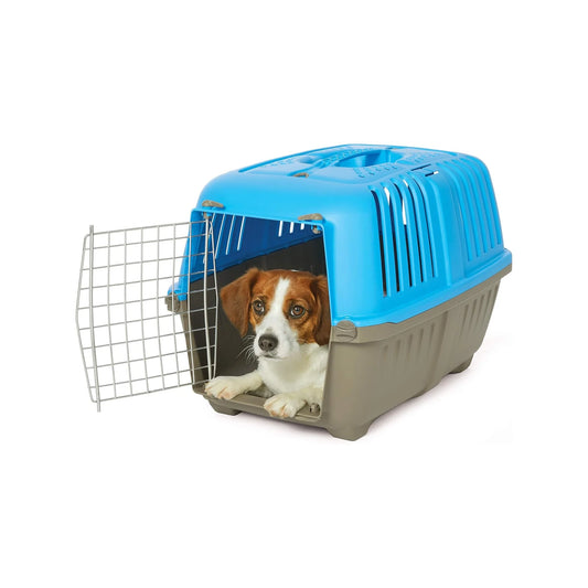 Homes for Pets Spree Travel Carrier - Durable Hard-Sided Dog & Cat Crate, 24-Inch, Easy Assembly, Ventilated Design, Perfect for Travel, Blue