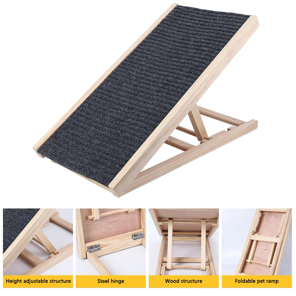Adjustable Portable Pet Ramp for Small Dogs and Cats - Folding Design for Couch, Bed, and Car Use