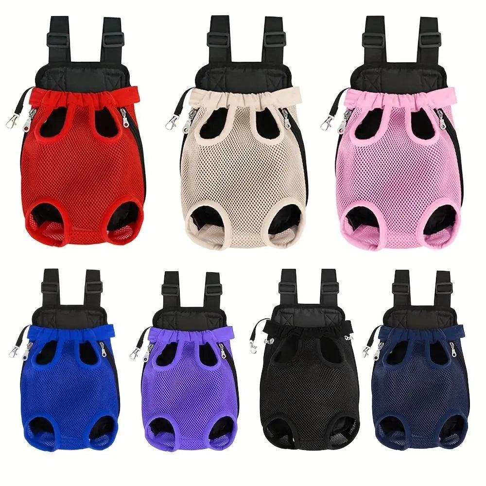 Portable Breathable Pet Carrier Backpack with Double Shoulder Mesh Design for Outdoor Activities - Durable and Lightweight Construction