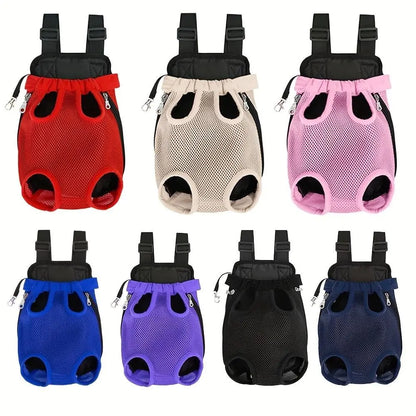 Portable Breathable Pet Carrier Backpack with Double Shoulder Mesh Design for Outdoor Activities - Durable and Lightweight Construction