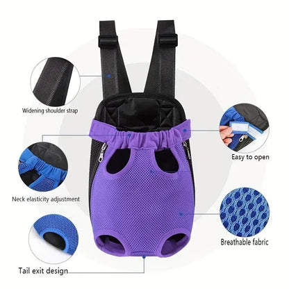 Portable Breathable Pet Carrier Backpack with Double Shoulder Mesh Design for Outdoor Activities - Durable and Lightweight Construction