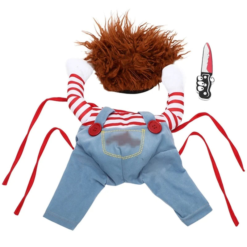 Humorous Dog Costumes for Halloween - Comical Outfits Featuring Knife Set for Pets - Ideal for Festivals and Parties