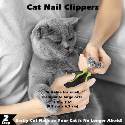 Essential 3PCS Cat Grooming Kit: Brush, Nail Clipper, and Flea Comb for Indoor Cats