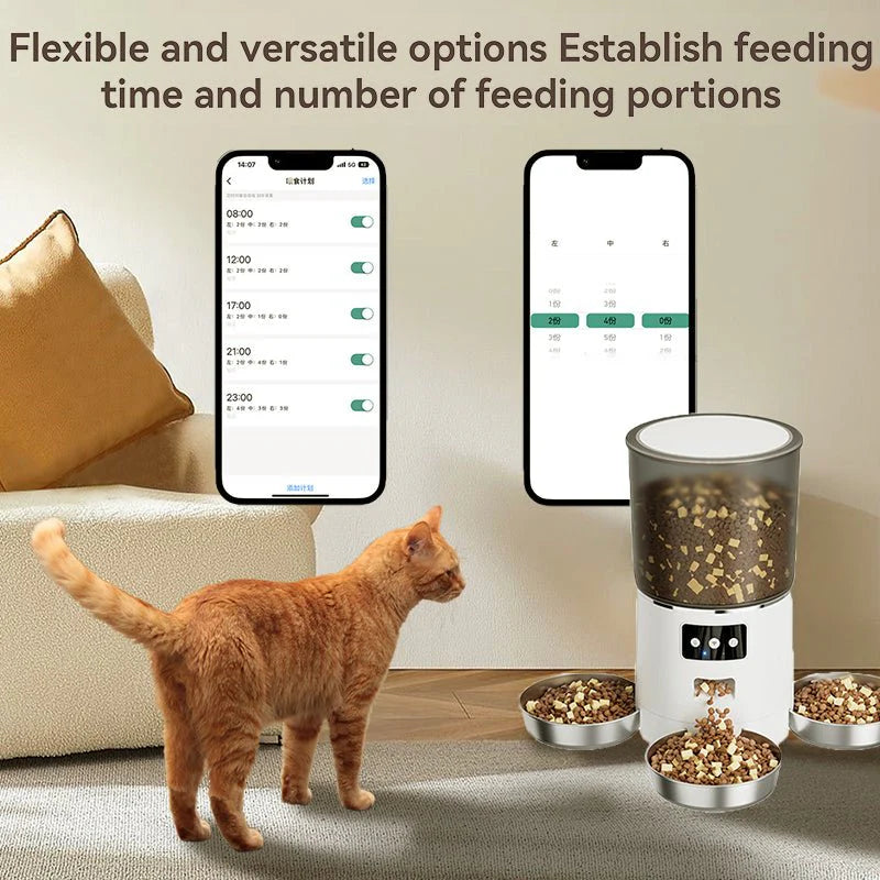 Revolutionary HEYBO Smart Automatic Cat Feeder with 3 Bowls – Control via App for Ultimate Convenience!