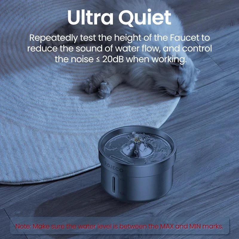 ROJECO Automatic Stainless Steel Cat Water Fountain - Rechargeable Pet Water Purifier for Cats and Dogs