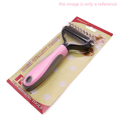Double-Sided Pet Fur Knot Cutter & Shedding Tool for Dogs and Cats - Essential Grooming Brush