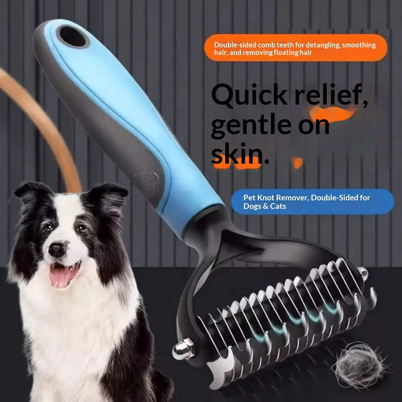 Pain-Free Dematting Undercoat Rake for Pets - Double-Sided Shedding Brush and Tangle Remover Tool for Dogs and Cats, Reducing Loose Hair and Mats Effectively